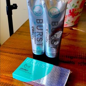 Burst whitening tooth paste, whitening strips